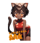 ゆるふわ猫ガールちゃん 中国語Ver（個別スタンプ：15）