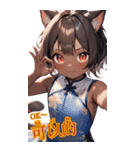 ゆるふわ猫ガールちゃん 中国語Ver（個別スタンプ：21）