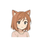 猫耳 ケモミミ 女の子1（個別スタンプ：17）