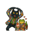 蛙のピグレッタと黒猫のミロ-いいね編-001（個別スタンプ：38）