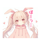 ウサ耳パステルピンクの女の子スタンプ（個別スタンプ：18）