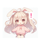 ウサ耳パステルピンクの女の子スタンプ（個別スタンプ：31）