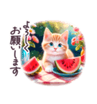 毎日使える 春夏 ねこ 敬語 日常 フランス（個別スタンプ：13）