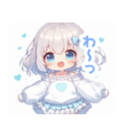 水色×フリルリボンの女の子スタンプ（個別スタンプ：5）