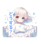 水色×フリルリボンの女の子スタンプ（個別スタンプ：9）
