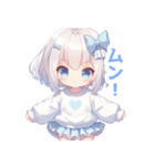 水色×フリルリボンの女の子スタンプ（個別スタンプ：12）