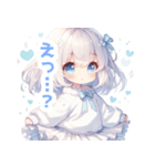 水色×フリルリボンの女の子スタンプ（個別スタンプ：18）