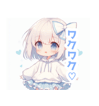 水色×フリルリボンの女の子スタンプ（個別スタンプ：20）