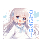 水色×フリルリボンの女の子スタンプ（個別スタンプ：26）