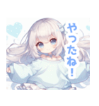 水色×フリルリボンの女の子スタンプ（個別スタンプ：28）