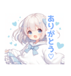 水色×フリルリボンの女の子スタンプ（個別スタンプ：30）