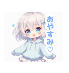 水色×フリルリボンの女の子スタンプ（個別スタンプ：31）