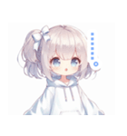 水色×フリルリボンの女の子スタンプ（個別スタンプ：35）
