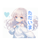 水色×フリルリボンの女の子スタンプ（個別スタンプ：36）