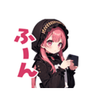普段使いできる黒メルヘン系女の子たち17（個別スタンプ：7）