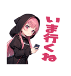 普段使いできる黒メルヘン系女の子たち17（個別スタンプ：8）