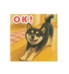 黒柴わさび ・ そっくりイラストのスタンプ（個別スタンプ：4）