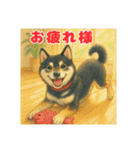 黒柴わさび ・ そっくりイラストのスタンプ（個別スタンプ：6）