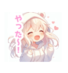 しろくまパーカーの女の子スタンプ（個別スタンプ：3）