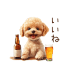 ビールを飲む犬☆トイプードル（個別スタンプ：24）