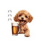ビールを飲む犬☆トイプードル（個別スタンプ：33）