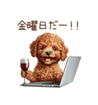 ビールを飲む犬☆トイプードル（個別スタンプ：34）