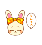 レトロ風のリボンうさぎ 2（個別スタンプ：1）