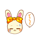 レトロ風のリボンうさぎ 2（個別スタンプ：2）
