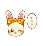 レトロ風のリボンうさぎ 2（個別スタンプ：4）