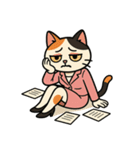 がんばるOL三毛猫【毎日使える】（個別スタンプ：4）