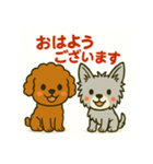 ヨークシャとプードルのご挨拶（個別スタンプ：1）