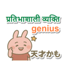 ネパール語＋英語＋日本語 ピンクのウサギ（個別スタンプ：13）
