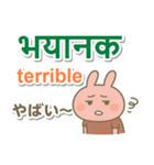 ネパール語＋英語＋日本語 ピンクのウサギ（個別スタンプ：17）