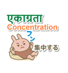 ネパール語＋英語＋日本語 ピンクのウサギ（個別スタンプ：22）