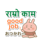 ネパール語＋英語＋日本語 ピンクのウサギ（個別スタンプ：26）