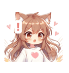 ブラウンの猫耳女の子スタンプ（個別スタンプ：6）