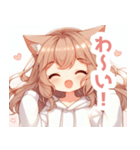 ブラウンの猫耳女の子スタンプ（個別スタンプ：7）
