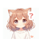 ブラウンの猫耳女の子スタンプ（個別スタンプ：13）