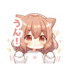 ブラウンの猫耳女の子スタンプ（個別スタンプ：19）