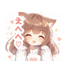 ブラウンの猫耳女の子スタンプ（個別スタンプ：33）