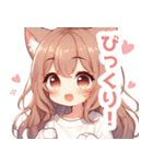 ブラウンの猫耳女の子スタンプ（個別スタンプ：36）