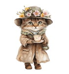ビンテージ水彩画のねこ(文字なし)BIG（個別スタンプ：3）