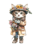 ビンテージ水彩画のねこ(文字なし)BIG（個別スタンプ：7）