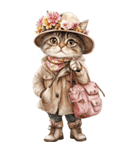 ビンテージ水彩画のねこ(文字なし)BIG（個別スタンプ：19）