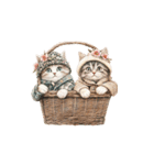 ビンテージ水彩画のねこ(文字なし)BIG（個別スタンプ：24）