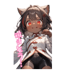 ゆるふわ猫ガールちゃん チャイナVer BIG（個別スタンプ：35）
