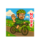 緑のロードバイクのオッサンスタンプ（個別スタンプ：2）