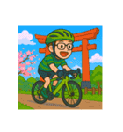 緑のロードバイクのオッサンスタンプ（個別スタンプ：29）