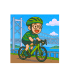 緑のロードバイクのオッサンスタンプ（個別スタンプ：32）