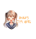 日常スタンプ(水彩画風girl）（個別スタンプ：2）